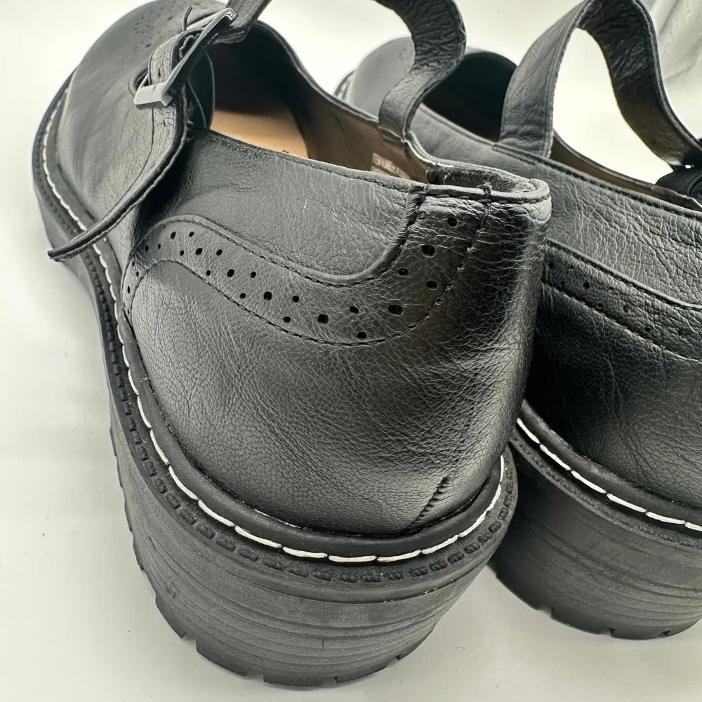 Torrid Black Faux Leather Perforated Mary Jane Flats Lug Sole 11WW - Picture 11 of 13